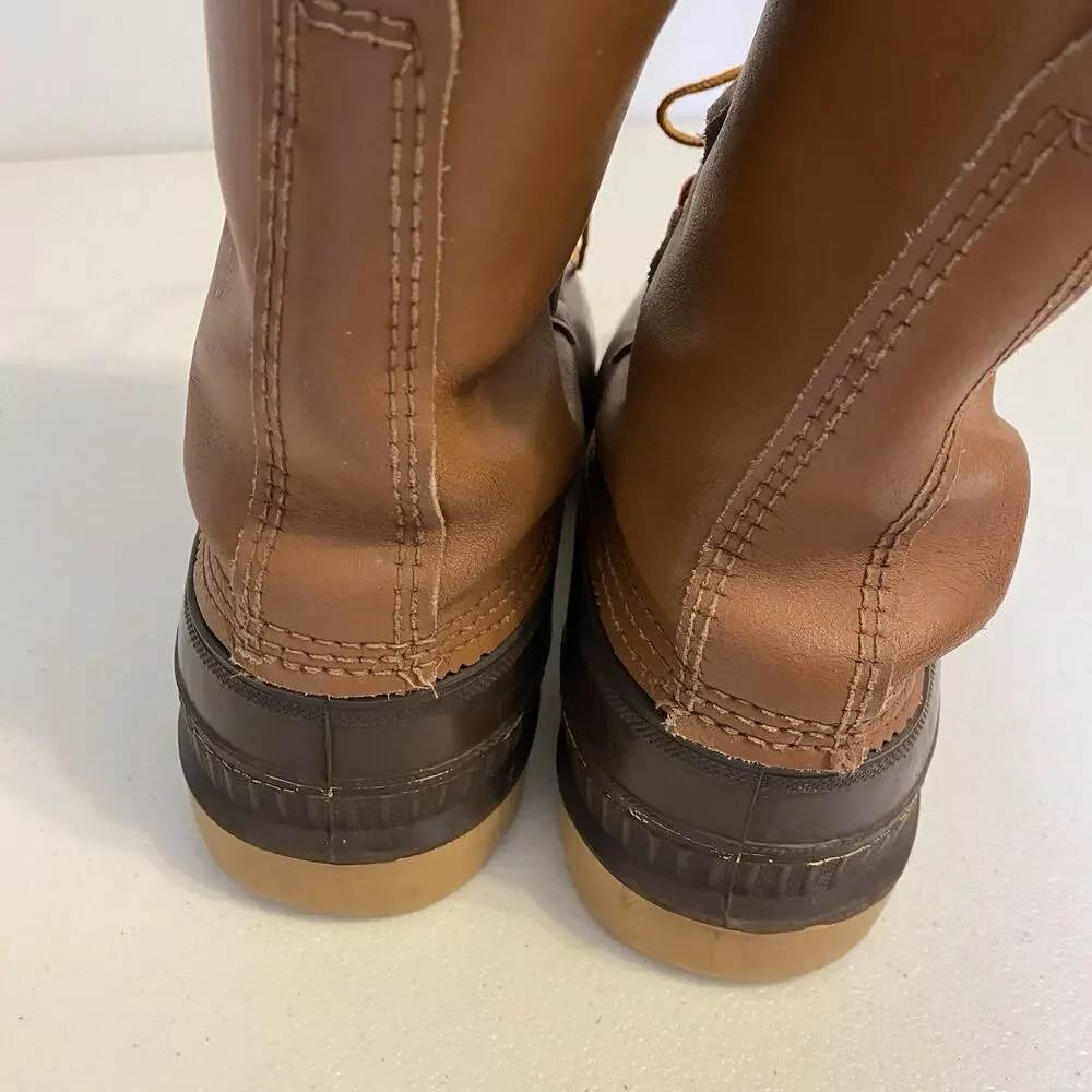 Sorel Scout Boots Men 10US Brown Leather Duck Winter Snow Wool Insulated LaceUp